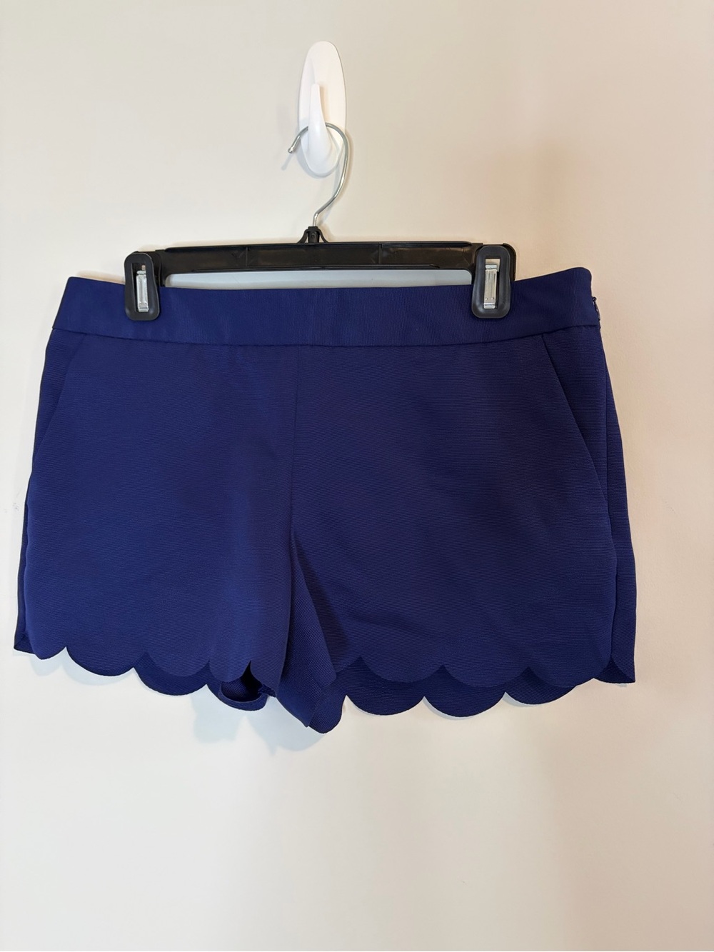 Express Royal Navy Blue Scalloped Hem Shorts textured with size zip and pockets